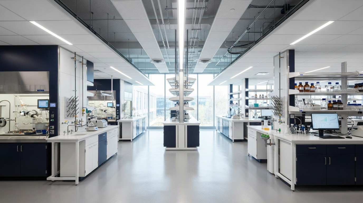 Modern laboratuvar iç mekanı — HEF2LAB anahtar teslim laboratuvar çözümleri